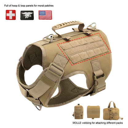 Nylon Tactical Dog Harness, Collar & Leash